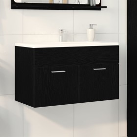 Gabinete de lavabo para baño negro roble 80x38,5x46 cm de madera de , Tocadores de baño - Ref: Foro24-862529, Precio: 53,43 €...