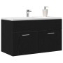 Gabinete de lavabo para baño negro roble 80x38,5x46 cm de madera de , Tocadores de baño - Ref: Foro24-862529, Precio: 53,43 €...