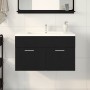 Gabinete de lavabo para baño negro roble 80x38,5x46 cm de madera de , Tocadores de baño - Ref: Foro24-862529, Precio: 53,43 €...
