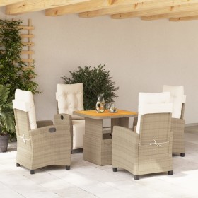 Set comedor de jardín 5 pzas con cojines ratán sintético beige en Conjuntos de jardín | Comprar online en Foru.es