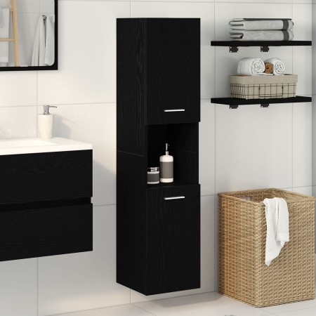 Gabinete de baño de pared negro y roble de 30x30x130 cm, de madera compuesta de , Tocadores de baño - Ref: Foro24-862532, Pre...