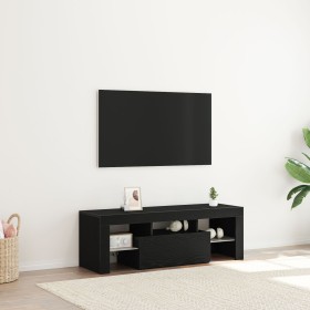 Mueble para TV con luces LED en negro y roble de 120x35x40 cm de , Muebles TV - Ref: Foro24-862552, Precio: 92,12 €, Descuent...