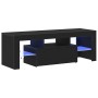 Mueble para TV con luces LED en negro y roble de 120x35x40 cm de , Muebles TV - Ref: Foro24-862552, Precio: 92,12 €, Descuent...