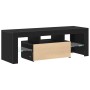 Mueble para TV con luces LED en negro y roble de 120x35x40 cm de , Muebles TV - Ref: Foro24-862552, Precio: 92,12 €, Descuent...