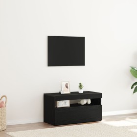 Mueble para TV con luces LED en negro y roble, 75x35x40 cm, de madera de , Muebles TV - Ref: Foro24-862557, Precio: 51,90 €, ...