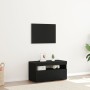 Mueble para TV con luces LED en negro y roble, 75x35x40 cm, de madera de , Muebles TV - Ref: Foro24-862557, Precio: 51,90 €, ...