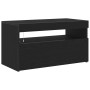 Mueble para TV con luces LED en negro y roble, 75x35x40 cm, de madera de , Muebles TV - Ref: Foro24-862557, Precio: 51,90 €, ...