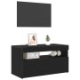 Mueble para TV con luces LED en negro y roble, 75x35x40 cm, de madera de , Muebles TV - Ref: Foro24-862557, Precio: 51,90 €, ...