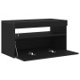 Mueble para TV con luces LED en negro y roble, 75x35x40 cm, de madera de , Muebles TV - Ref: Foro24-862557, Precio: 51,90 €, ...