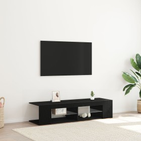Mueble para TV con luces LED en color negro y roble, de 135x39x30 cm, hecho de madera de , Muebles TV - Ref: Foro24-862561, P...