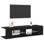 Mueble para TV con luces LED en color negro y roble, de 135x39x30 cm, hecho de madera de , Muebles TV - Ref: Foro24-862561, P...