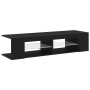 Mueble para TV con luces LED en color negro y roble, de 135x39x30 cm, hecho de madera de , Muebles TV - Ref: Foro24-862561, P...