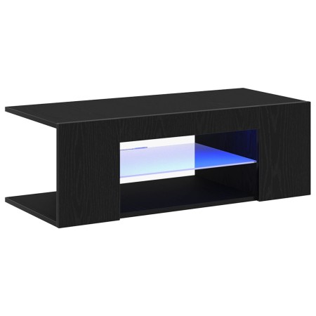 Mueble de TV con luces LED en roble negro, 90x39x30 cm, de madera elaborada de , Muebles TV - Ref: Foro24-862562, Precio: 64,...