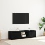 Mueble de TV con luces LED, negro y roble, 140x40x35.5 cm, de madera de , Muebles TV - Ref: Foro24-862563, Precio: 112,29 €, ...