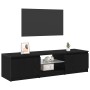 Mueble de TV con luces LED, negro y roble, 140x40x35.5 cm, de madera de , Muebles TV - Ref: Foro24-862563, Precio: 112,29 €, ...