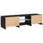 Mueble de TV con luces LED, negro y roble, 140x40x35.5 cm, de madera de , Muebles TV - Ref: Foro24-862563, Precio: 112,29 €, ...