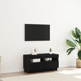 Mueble de TV con luces LED en roble negro, 80x35x40 cm, de madera de , Muebles TV - Ref: Foro24-862566, Precio: 75,14 €, Desc...