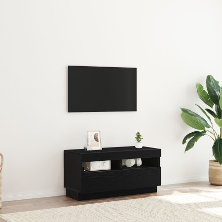 Mueble de TV con luces LED en roble negro, 80x35x40 cm, de madera de , Muebles TV - Ref: Foro24-862566, Precio: 75,14 €, Desc...