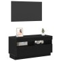 Mueble de TV con luces LED en roble negro, 80x35x40 cm, de madera de , Muebles TV - Ref: Foro24-862566, Precio: 75,14 €, Desc...