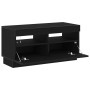 Mueble de TV con luces LED en roble negro, 80x35x40 cm, de madera de , Muebles TV - Ref: Foro24-862566, Precio: 75,14 €, Desc...