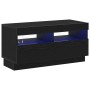Mueble de TV con luces LED en roble negro, 80x35x40 cm, de madera de , Muebles TV - Ref: Foro24-862566, Precio: 75,14 €, Desc...