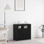 Sideboard con luces LED en negro y roble, 80x35x75 cm, de madera de , Aparadores - Ref: Foro24-862568, Precio: 114,10 €, Desc...