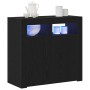 Sideboard con luces LED en negro y roble, 80x35x75 cm, de madera de , Aparadores - Ref: Foro24-862568, Precio: 114,10 €, Desc...