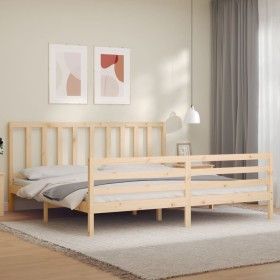 Estructura de cama con cabecero madera maciza 200x200 cm de vidaXL, Camas y somieres - Ref: Foro24-3193876, Precio: 139,26 €,...
