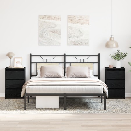 Mesas de Noche 2 pcs Negro Roble 40x35x62,5 cm Madera Ing. de , Mesitas de noche - Ref: Foro24-862614, Precio: 131,88 €, Desc...