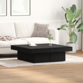 Mesa de café en negro y roble, 90x90x28 cm, hecha de madera de ingeniería de , Mesas de centro - Ref: Foro24-862628, Precio: ...