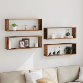 Estanterías de pared 4 pcs Madera antigua 80x15x26 cm Madera trabajada de , Estantes y estanterías - Ref: Foro24-862640, Prec...