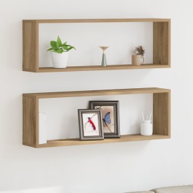 Estanterías de pared 2 piezas Roble Artisan 80x15x26 cm Madera de , Estantes y estanterías - Ref: Foro24-862641, Precio: 33,4...