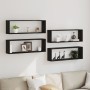 Estantes de pared 4 pcs Negro Roble 80x15x26 cm Madera hecha de , Estantes y estanterías - Ref: Foro24-862644, Precio: 57,72 ...