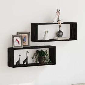 Estanterías de pared 2 paquetes Roble negro 60x15x23 cm Hechas de madera contrachapada de , Estantes y estanterías - Ref: For...