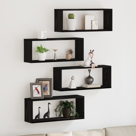 Conjunto de estanterías de 4 - Roble negro - 60x15x23 cm - Hechas de madera engineered de , Estantes y estanterías - Ref: For...