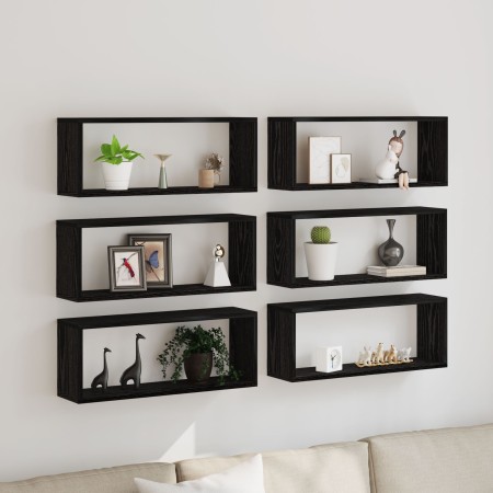 Estanterías 6 piezas Roble Negro 60x15x23 cm Madera de Ingeniería de , Estantes y estanterías - Ref: Foro24-862647, Precio: 6...