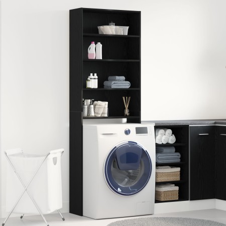 Armario para Lavadora Roble Negro 64x24x190 cm Madera Técnica de , Accesorios para lavadoras y secadoras - Ref: Foro24-862668...