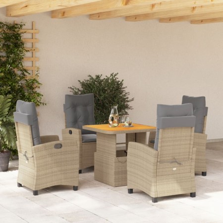 Set comedor de jardín 5 pzas con cojines ratán sintético beige en Conjuntos de jardín | Comprar online en Foru.es