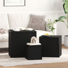 Conjunto de Mesas Laterales Apilables de 3 Piezas de Madera Ingenierada en Negro de , Mesas auxiliares - Ref: Foro24-862676, ...