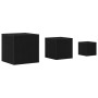 Conjunto de Mesas Laterales Apilables de 3 Piezas de Madera Ingenierada en Negro de , Mesas auxiliares - Ref: Foro24-862676, ...