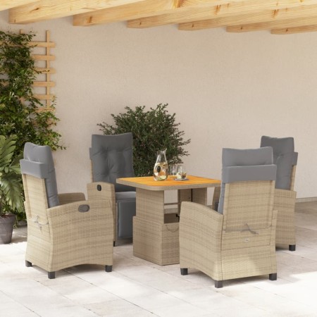 Set comedor de jardín 5 pzas con cojines ratán sintético beige en Conjuntos de jardín | Comprar online en Foru.es
