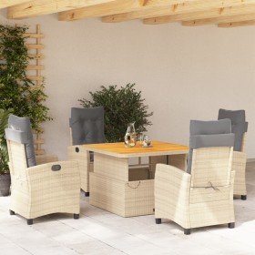 Set comedor de jardín 5 pzas con cojines ratán sintético beige en Conjuntos de jardín | Comprar online en Foru.es