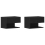 Armarios de Noche Montados en la Pared de (Juego de 2) - Madera de Roble Negre de , Mesitas de noche - Ref: Foro24-862735, Pr...