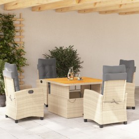 Set comedor de jardín 5 pzas con cojines ratán sintético beige en Conjuntos de jardín | Comprar online en Foru.es