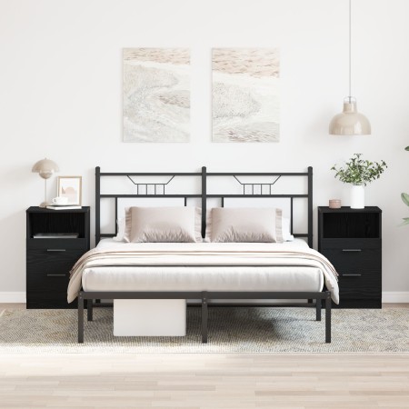 Mesas de Noche 2 pcs Negro Roble 40x35x65 cm Madera Elaborada de , Mesitas de noche - Ref: Foro24-862742, Precio: 126,18 €, D...