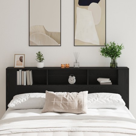 Cabecero Negro Roble 200x18,5x104,5 cm de , Cabeceros y pies de cama - Ref: Foro24-862760, Precio: 94,25 €, Descuento: %
