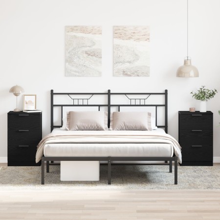 Mesitas de Noche 2 paquetes Negro Roble 40x65x65 cm Hechas de Madera Elaborada de , Mesitas de noche - Ref: Foro24-862768, Pr...