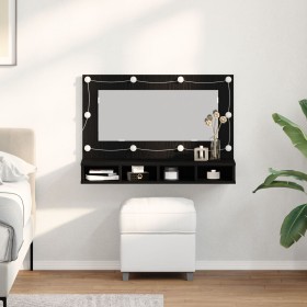 Armario Espejo LED en Roble Negro - 90x31.5x62 cm de , Tocadores de baño - Ref: Foro24-862781, Precio: 89,23 €, Descuento: -5%%