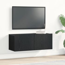 Armarios de Pared para TV (Juego de 2) - Roble Negro, 80x30x30 cm, Hecho de Madera Elaborada de , Muebles TV - Ref: Foro24-86...