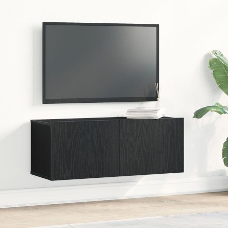 Armarios de Pared para TV (Juego de 2) - Roble Negro, 80x30x30 cm, Hecho de Madera Elaborada de , Muebles TV - Ref: Foro24-86...